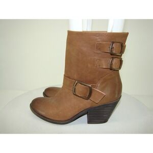 LUCKY BRAND TOMMIE WOMENS TAN LEATHER ANKLE BOOTS SIZE 10    C111